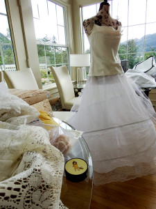 jorgenson-bridal-dress-in-progress-in-solarium by Sue Henderson, Henderson Productions