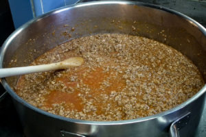Bolognese sauce in a Tuscan kitchen