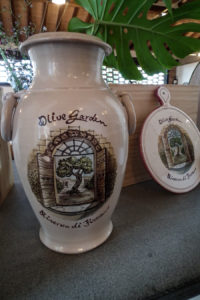 An olive oil decanter by Olive Garden