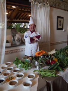 selection of fresh Tuscan ingredients with Chef