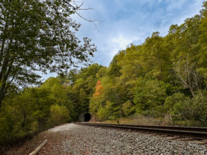 train tracks leading to a tunnel in SW Virginia
