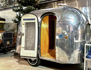 exterior of the smallest aluminum airstream trailer from 1958