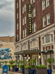 Exterior of the six story, 1920s era Hotel Elkhart, Indiana