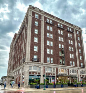 Exterior of the six story, 1920s era Hotel Elkhart, Indiana